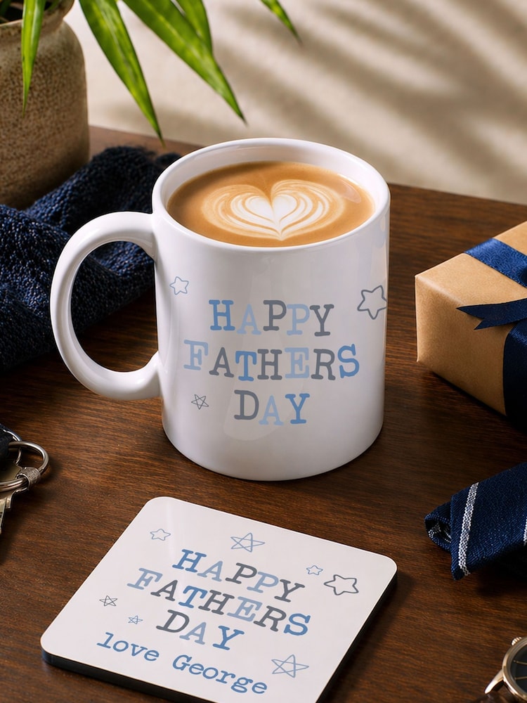 Personalised Fathers Day Mug & Coaster Set by Loveabode - Image 1 of 4 Personalised Fathers Day Mug & Coaster Set by Loveabode - Image 1 of 4