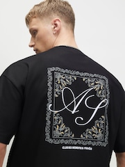 River Island Black Oversized Ame Saint Tapestry T-Shirt - Image 3 of 4