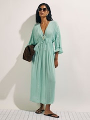 River Island Blue Short Sleeve Mirror Embroidered Maxi Dress - Image 1 of 4