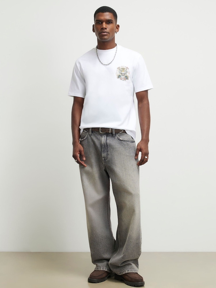 River Island White Regular Fit Kanagawa Tiger T-Shirt - Image 2 of 4