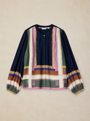 White Stuff Blue Lana Print Top - Image 4 of 5