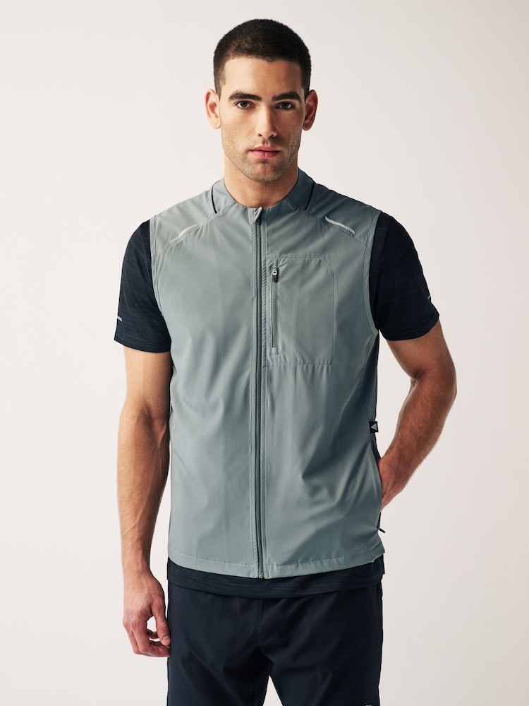 Slate Grey Active Woven Bomber Gilet - Image 1 of 12