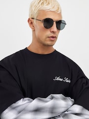 River Island Black Round Sunglasses - Image 4 of 4