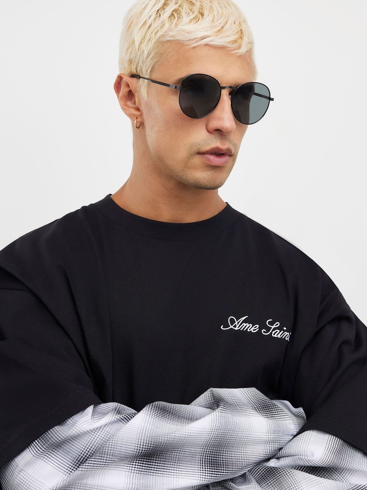 River Island Black Round Sunglasses - Image 4 of 4