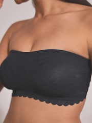 Black All-Over Lace Scallop Edge Bandeau Bra - Image 4 of 5