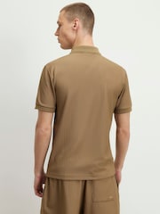 River Island Natural Muscle Fit Textured Polo Shirt - Image 2 of 3