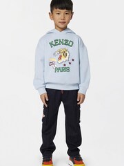 KENZO KIDS Light Blue Tiger Logo Hoodie - Image 1 of 2