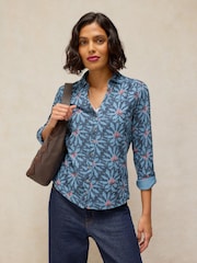 White Stuff Blue Annie Cotton Jersey Shirt - Image 1 of 5