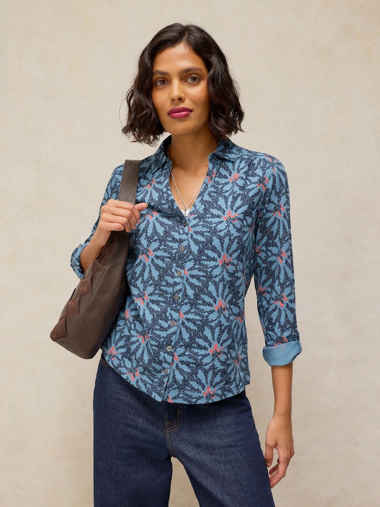 White Stuff Blue Annie Cotton Jersey Shirt - Image 1 of 5 White Stuff Blue Annie Cotton Jersey Shirt - Image 1 of 5