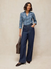 White Stuff Blue Annie Cotton Jersey Shirt - Image 3 of 5