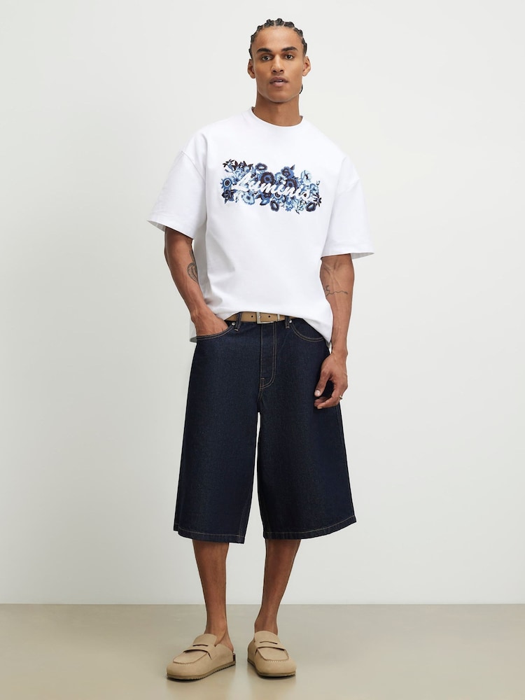 River Island White Oversized Floral Luminis T- Shirt - Image 2 of 4 River Island White Oversized Floral Luminis T- Shirt - Image 2 of 4