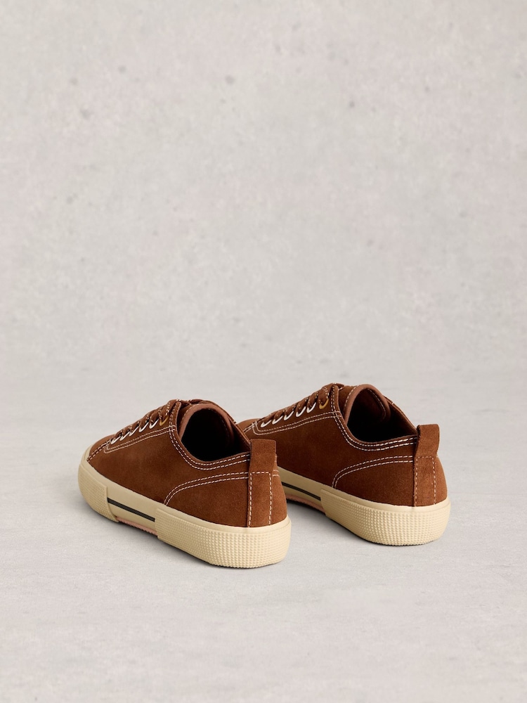 White Stuff Brown Pippa Suede Lace Up Trainers - Image 2 of 4
