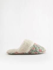 Laura Ashley Green Wild Roses Print Mule Slippers - Image 3 of 7