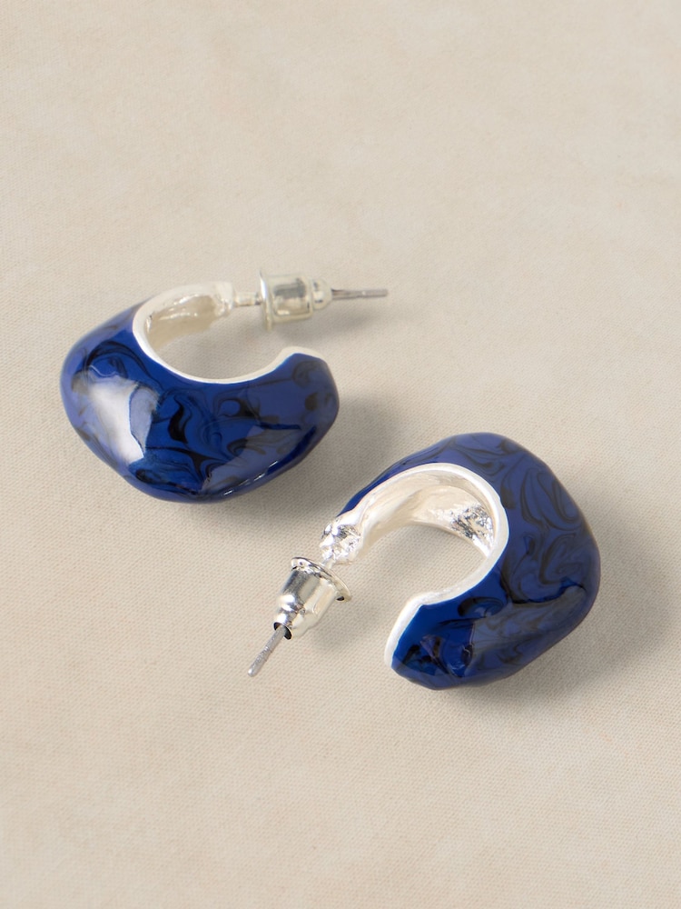 White Stuff Blue Beau Huggie Earrings - Image 1 of 2 White Stuff Blue Beau Huggie Earrings - Image 1 of 2