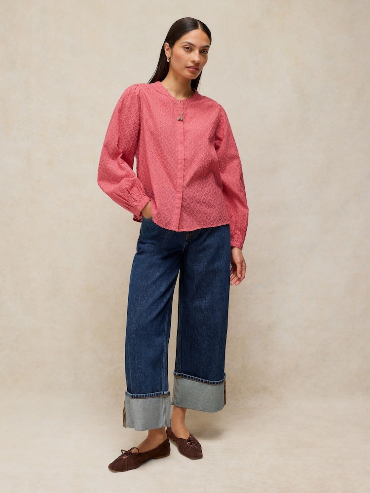 White Stuff Pink Lana Jacquard Top - Image 1 of 5