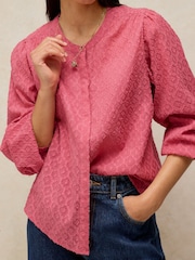 White Stuff Pink Lana Jacquard Top - Image 3 of 5