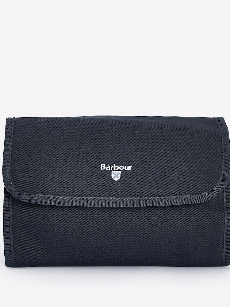 Barbour® Navy Cascade Hanging 100% Cotton Washbag - Image 1 of 6