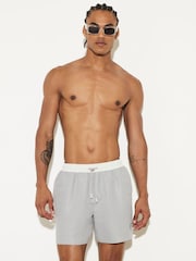 River Island Grey/Blue Contrast Waistband Swim Shorts 2 Pack - Image 1 of 3