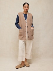 White Stuff Natural Borg Longline Gilet - Image 1 of 5