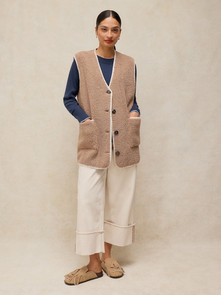 White Stuff Natural Borg Longline Gilet - Image 1 of 5 White Stuff Natural Borg Longline Gilet - Image 1 of 5