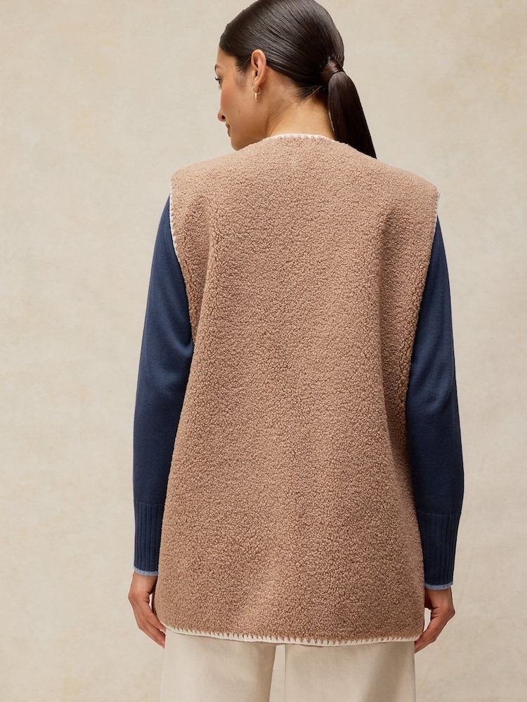 White Stuff Natural Borg Longline Gilet - Image 2 of 5 White Stuff Natural Borg Longline Gilet - Image 2 of 5