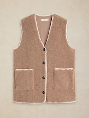White Stuff Natural Borg Longline Gilet - Image 4 of 5