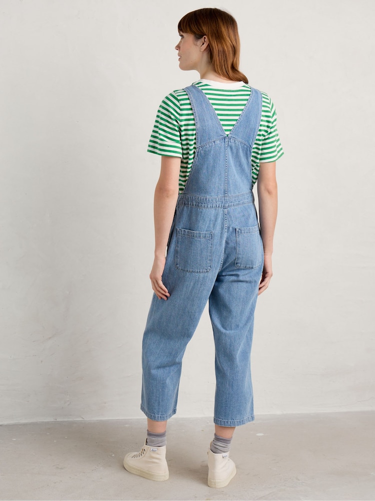 Seasalt Cornwall Blue Porthallow Cove Denim Dungarees - Image 2 of 5