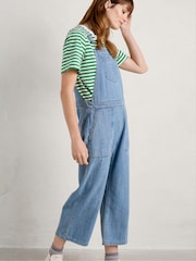 Seasalt Cornwall Blue Porthallow Cove Denim Dungarees - Image 3 of 5