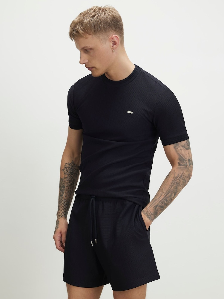 Laivastonsininen - River Island Teksturoitu Pull On -shortsit - Kuva 2 / 4