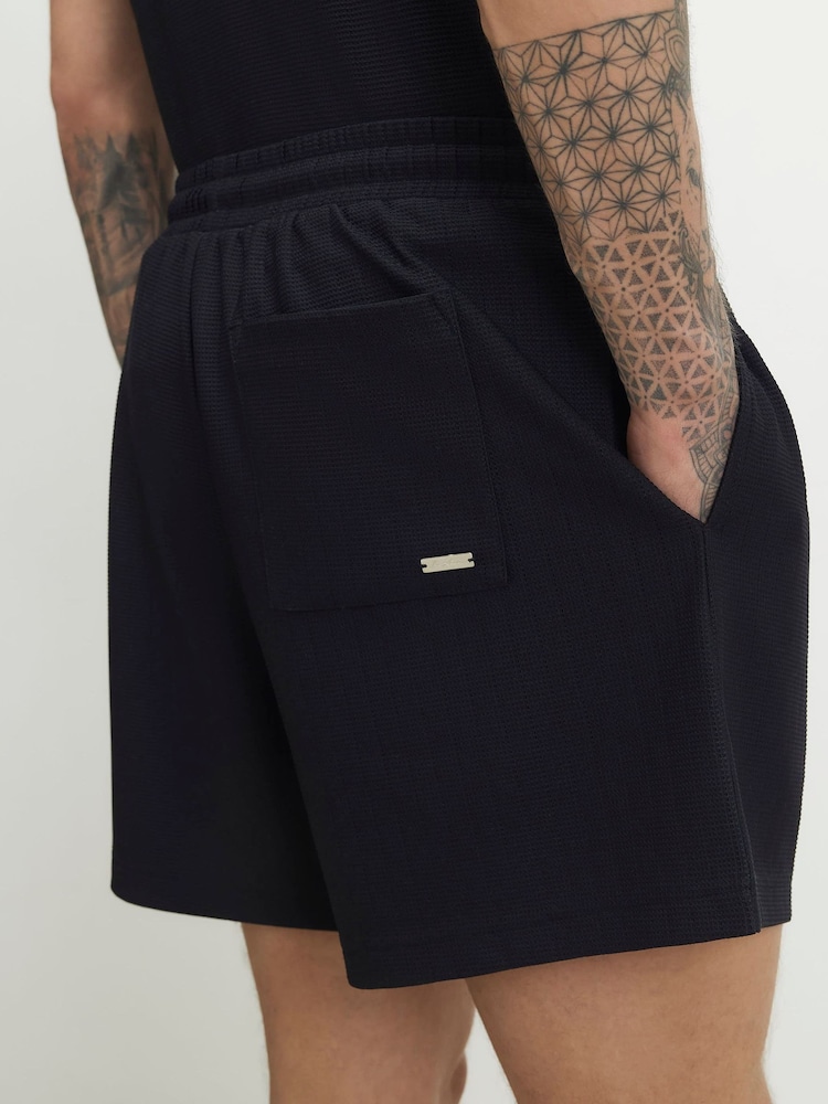 Laivastonsininen - River Island Teksturoitu Pull On -shortsit - Kuva 4 / 4
