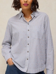 White Stuff Blue Libby Cotton Shirt - Image 3 of 5