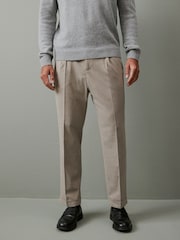 Neutral Relaxed Tapered Relaxed Fit Brushed Flannel Trousers - Image 1 of 9
