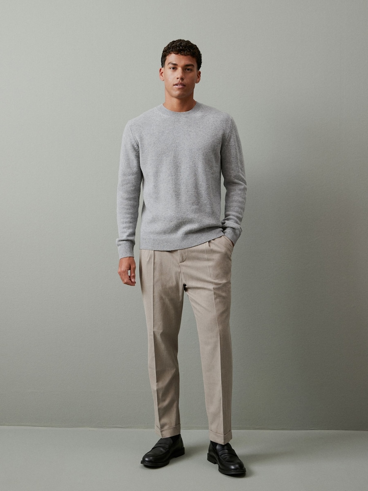 Neutral Relaxed Tapered Relaxed Fit Brushed Flannel Trousers - Image 2 of 9