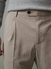 Neutral Relaxed Tapered Relaxed Fit Brushed Flannel Trousers - Image 4 of 9