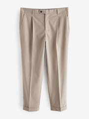 Neutral Relaxed Tapered Relaxed Fit Brushed Flannel Trousers - Image 6 of 9