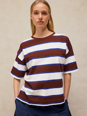 White Stuff Brown Kat Stripe Midweight T-Shirt - Image 1 of 6