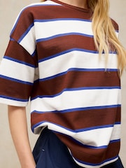 White Stuff Brown Kat Stripe Midweight T-Shirt - Image 4 of 6