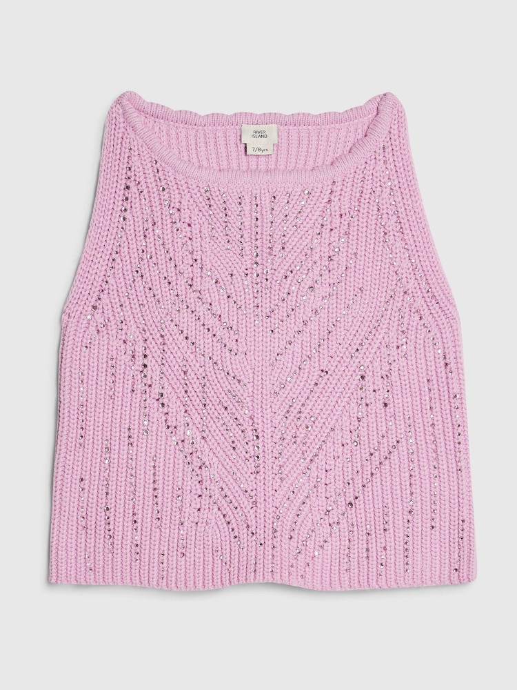 River Island Purple Diamonte Crochet Top - Image 1 of 4 River Island Purple Diamonte Crochet Top - Image 1 of 4