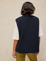 White Stuff Blue Borg Tie Front Gilet - Image 2 of 5