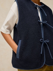 White Stuff Blue Borg Tie Front Gilet - Image 3 of 5