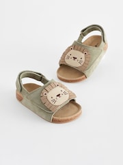 Neutral Beige Lion Touch Fastening Suede Sandals - Image 4 of 8