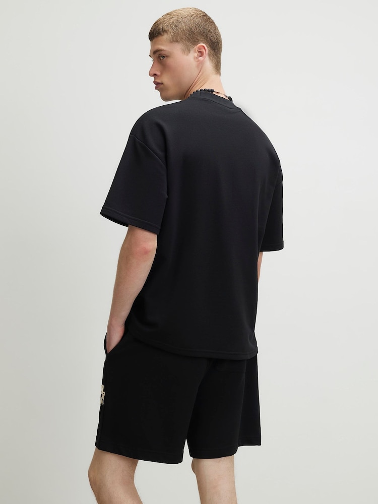 River Island Black Oversized Flower Roping T-Shirt - Image 2 of 4