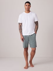 Grey/Sage Green 100% Cotton Lightweight Joggers Shorts 2 Pack - Image 2 of 16