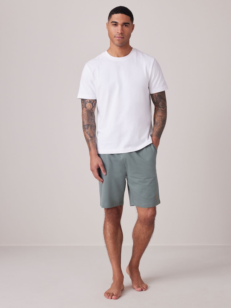 Grey/Sage Green 100% Cotton Lightweight Joggers Shorts 2 Pack - Image 2 of 16 Grey/Sage Green 100% Cotton Lightweight Joggers Shorts 2 Pack - Image 2 of 16
