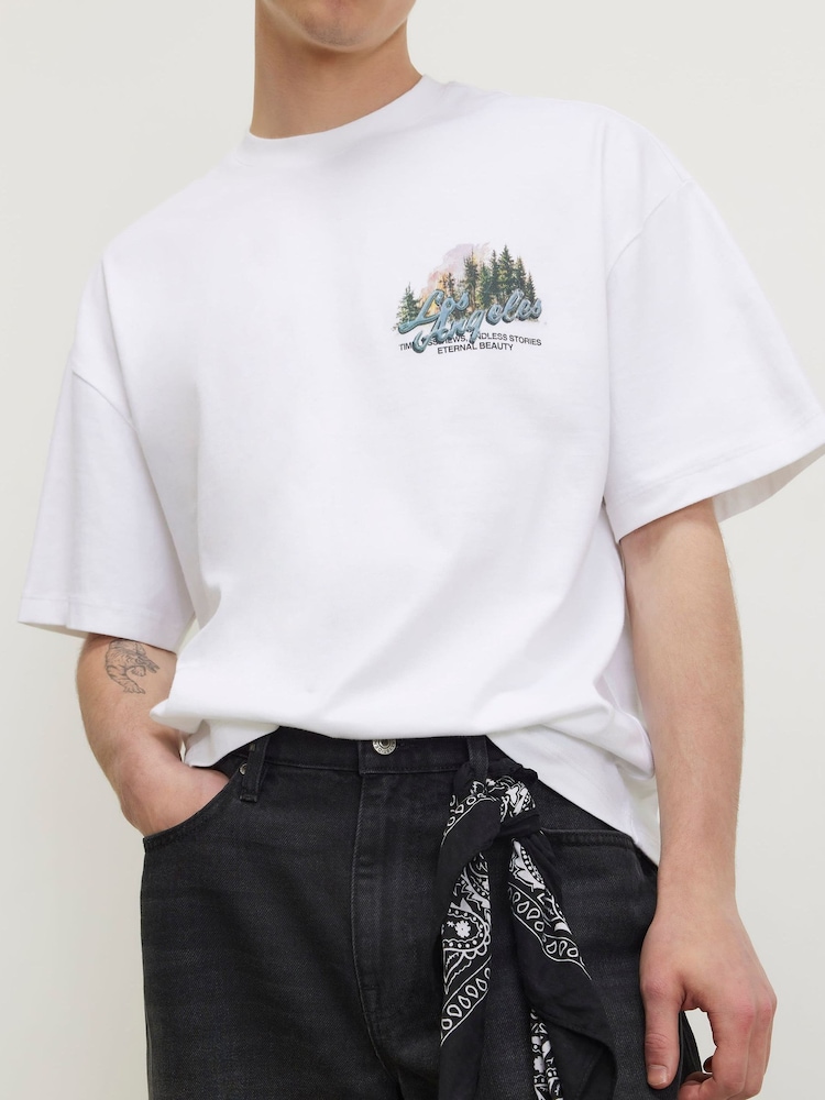 River Island White Oversized Los Angeles T-Shirt - Image 1 of 4