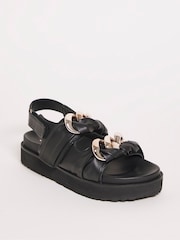 Simply Be Extra Wide Fit Chain Chunky Footbed Black Sandals - Image 2 of 3