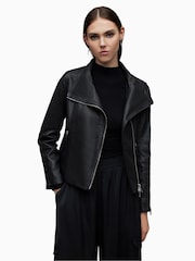 AllSaints Black Ellis Biker Jacket - Image 1 of 7