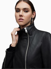 AllSaints Black Ellis Biker Jacket - Image 2 of 7