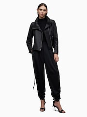 AllSaints Black Ellis Biker Jacket - Image 3 of 7
