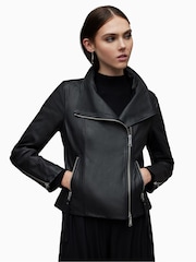 AllSaints Black Ellis Biker Jacket - Image 4 of 7